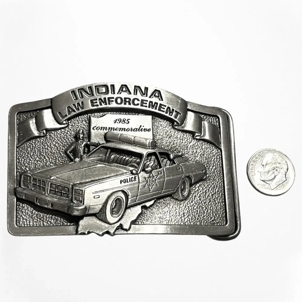 Bergamont Belt Buckle Indiana Law Enforcement Pewter 1985 Commemorative Police